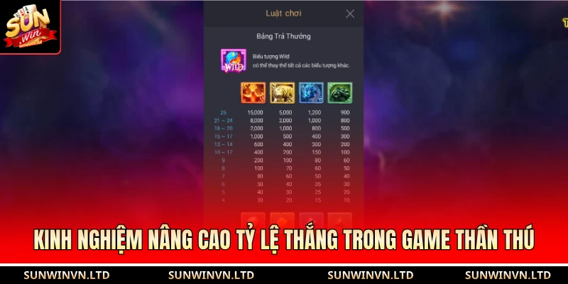 Kinh nghiệm nâng cao tỷ lệ thắng trong game thần thú